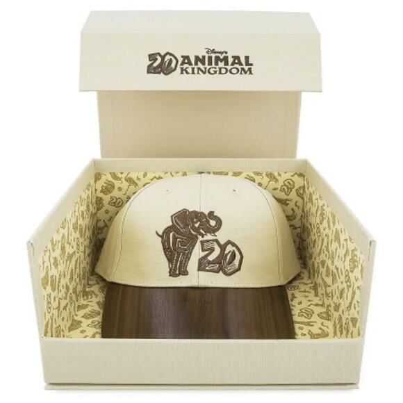 Disney Animal Kingdom 20th Anniversary Limited Edition Wooden Bill Hat with Box - Picture 1 of 5